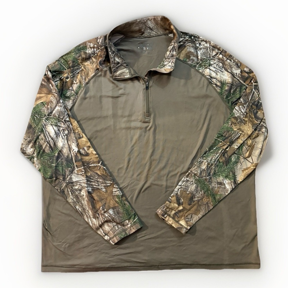 Gander Mountain Guide Series‎ 1/4 Zip Camo Long Sleeve Performance Shirt 2XL
